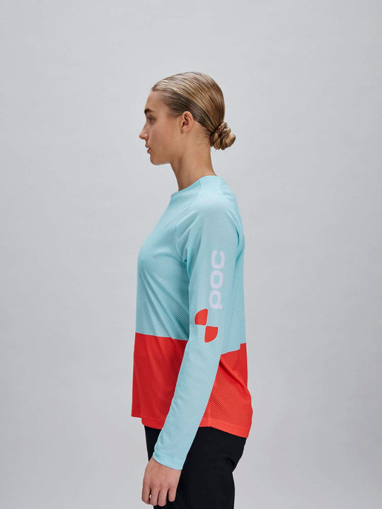 Załaduj obraz do przeglądarki galerii, Koszulka rowerowa POC W's Motion Air L/S Jersey - Lazurite Blue/Carnelian Orange