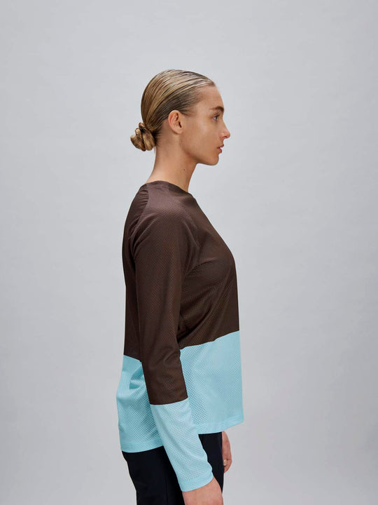 Załaduj obraz do przeglądarki galerii, Koszulka rowerowa POC W's Motion Air L/S Jersey - Bron. Brown/Lazurite Blue