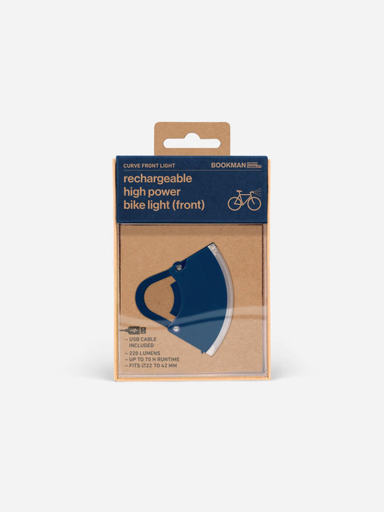 Załaduj obraz do przeglądarki galerii, Lampka rowerowa BOOKMAN Curve Front Light 220lm niebieski