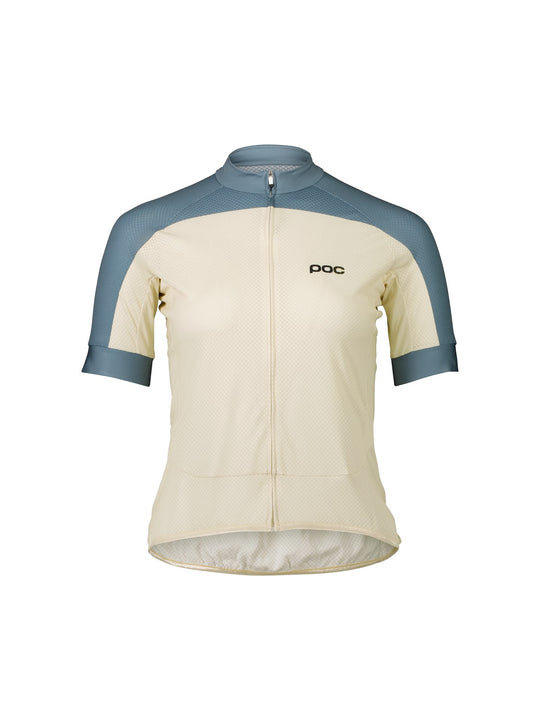 Załaduj obraz do przeglądarki galerii, Koszulka rowerowa POC W's Essential Road Logo Jersey - Oke. Off-White/Cal. Blue