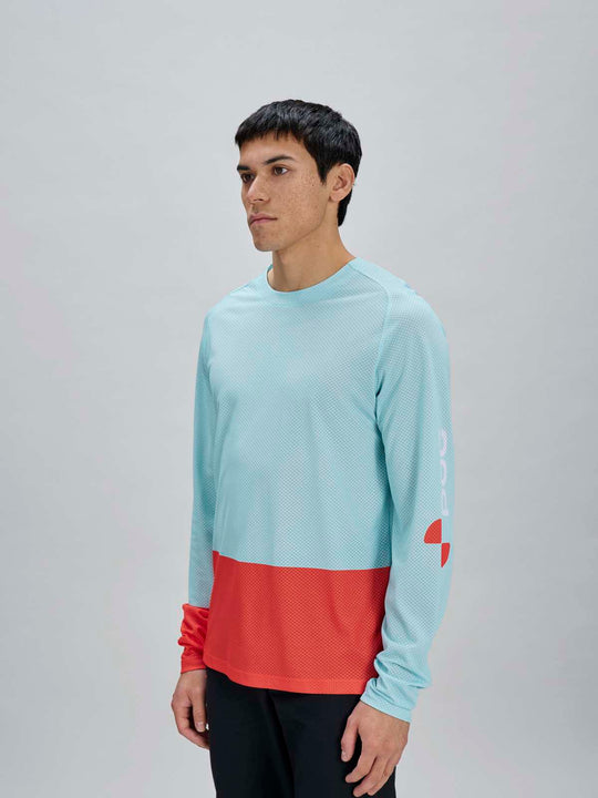 Załaduj obraz do przeglądarki galerii, Koszulka rowerowa POC M's Motion Air L/S Jersey - Lazurite Blue/Carnelian Orange