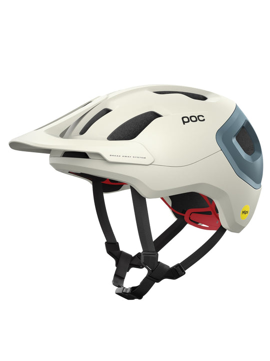 Załaduj obraz do przeglądarki galerii, Kask rowerowy POC AXION RACE MIPS - Off-White/ Blue Matt