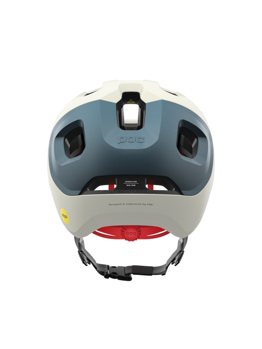 Załaduj obraz do przeglądarki galerii, Kask rowerowy POC AXION RACE MIPS - Off-White/ Blue Matt