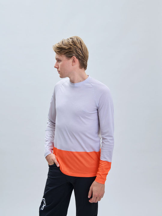 Załaduj obraz do przeglądarki galerii, Koszulka rowerowa POC MTB Pure LS Jersey - Granite Grey/Zink Orange