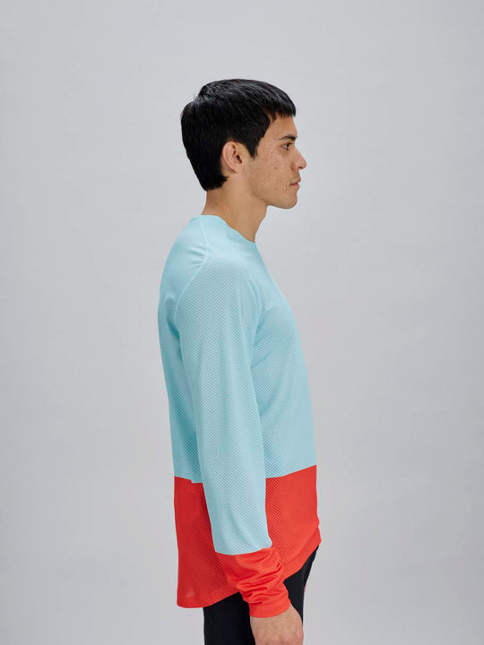 Załaduj obraz do przeglądarki galerii, Koszulka rowerowa POC M's Motion Air L/S Jersey - Lazurite Blue/Carnelian Orange
