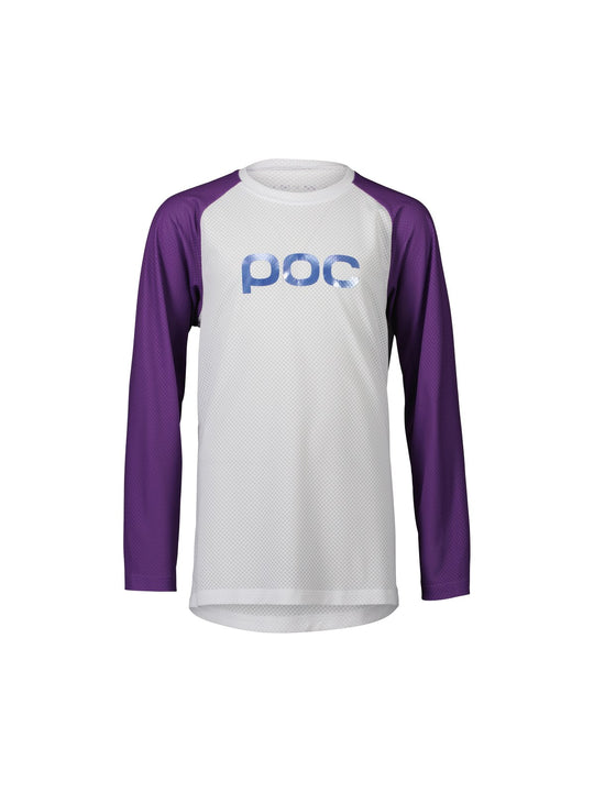 Załaduj obraz do przeglądarki galerii, Koszulka rowerowa POC Y's Essential MTB LS Jersey - Hydr. White/Sapphire Purple
