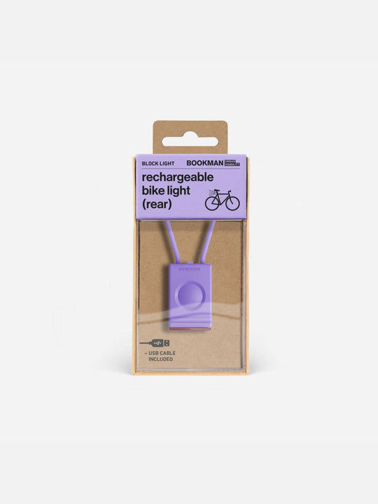 Załaduj obraz do przeglądarki galerii, Lampka rowerowa BOOKMAN Block Light Rear 18lm lawendowy