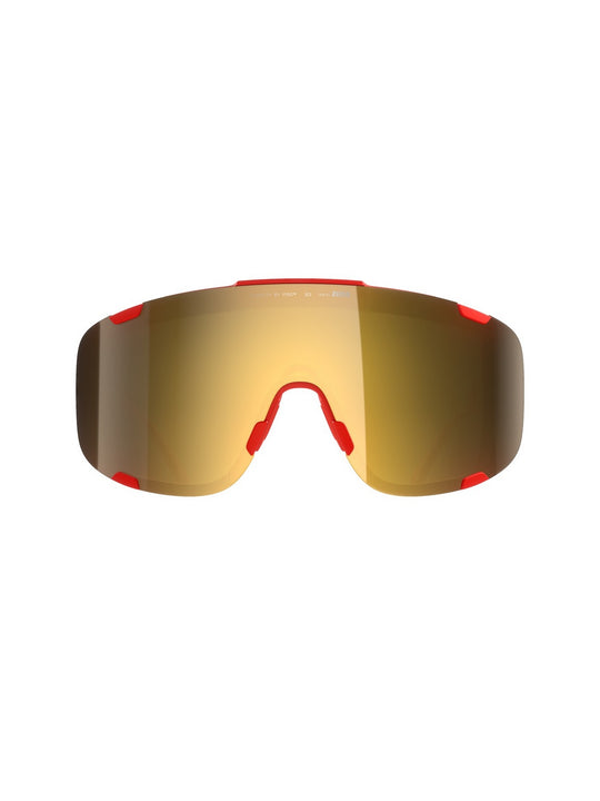 Załaduj obraz do przeglądarki galerii, Okulary rowerowe POC Devour Wide Fit - Pris. Red/Clarity Road/Partly Sunny Gold