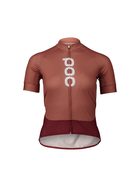 Załaduj obraz do przeglądarki galerii, Koszulka rowerowa POC W's ESSENTIAL ROAD LOGO Jersey - Himalayan Salt/Garnet Red