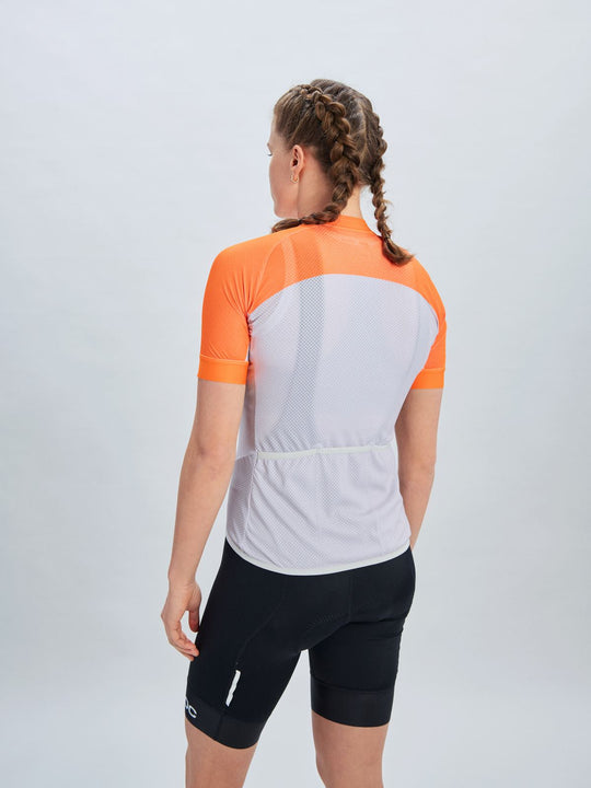 Załaduj obraz do przeglądarki galerii, Koszulka rowerowa POC W's Essential Road Logo Jersey - Zink Orange/Gra. Grey
