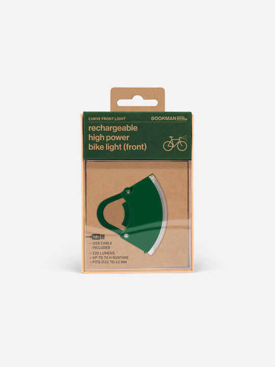 Załaduj obraz do przeglądarki galerii, Lampka rowerowa BOOKMAN Curve Front Light 220lm zielony
