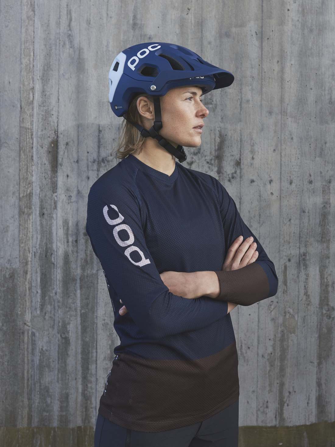 Koszulka rowerowa POC W's MTB PURE LS Jersey - Turmaline Navy/Axinite Brown