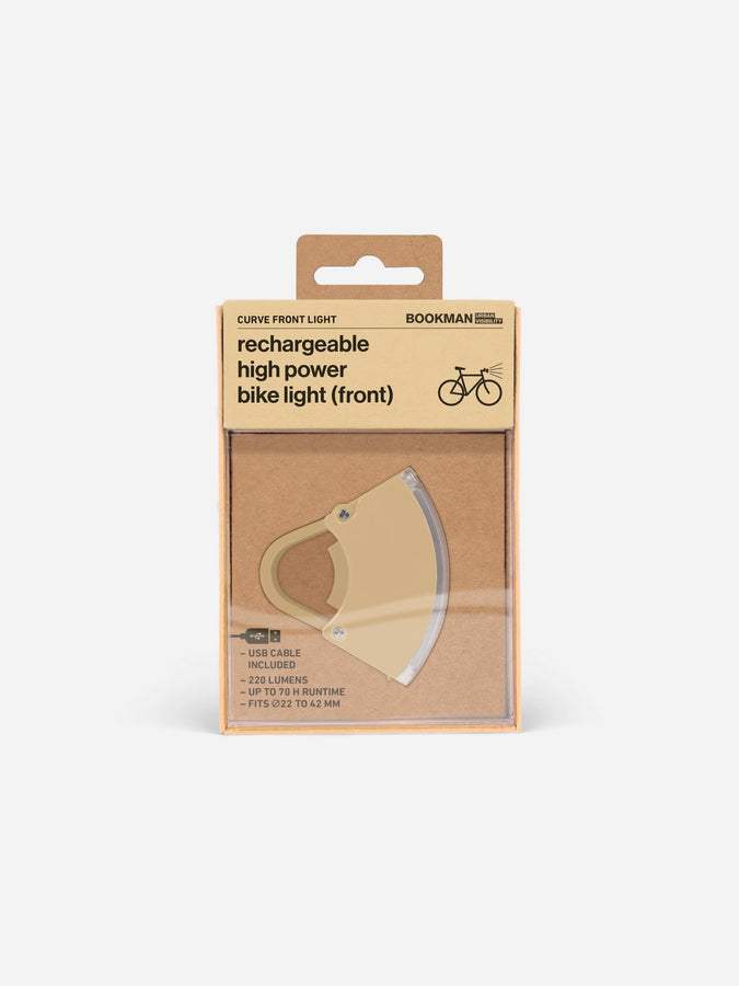 Lampka rowerowa BOOKMAN Curve Front Light 220lm beżowy - TU - poc warszawa