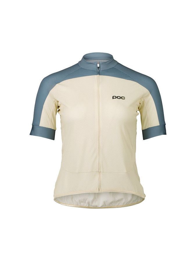 Koszulka rowerowa POC W's Essential Road Logo Jersey - Oke. Off-White/Cal. Blue