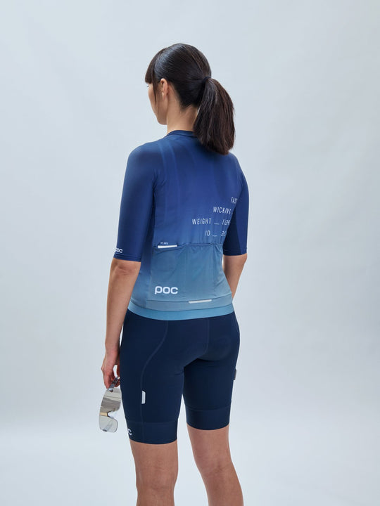 Załaduj obraz do przeglądarki galerii, Koszulka rowerowa POC W's Pristine Print Jersey - Gradient Turmaline Navy
