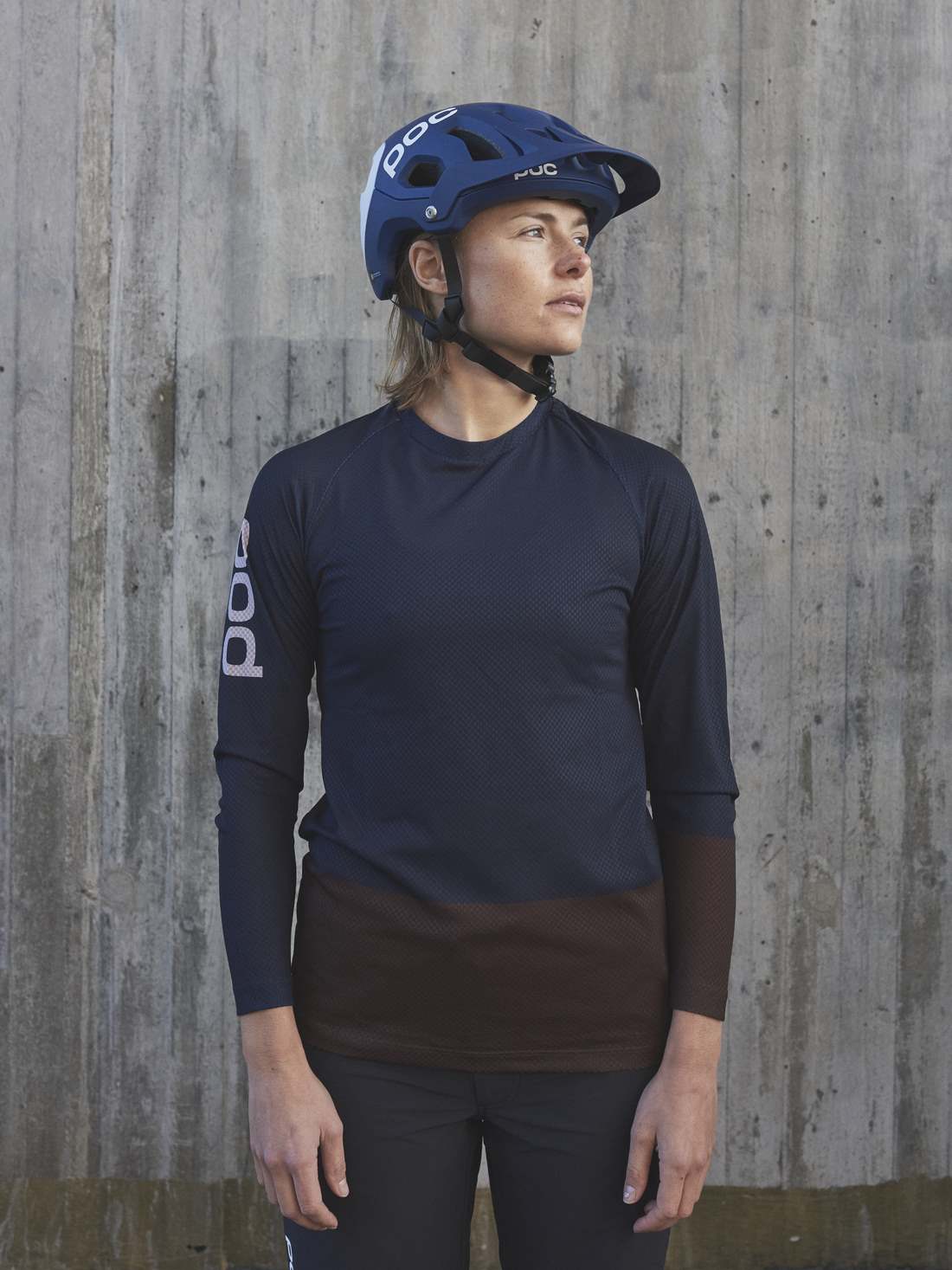 Koszulka rowerowa POC W's MTB PURE LS Jersey - Turmaline Navy/Axinite Brown