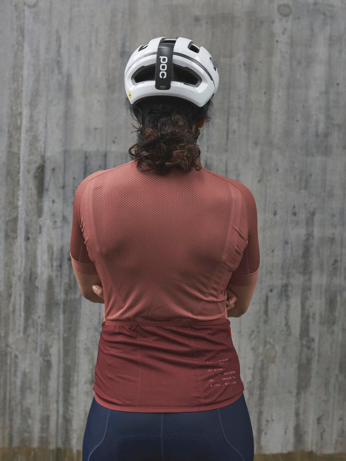 Koszulka rowerowa POC W’s ESSENTIAL ROAD LOGO Jersey - Himalayan Salt/Garnet Red - poc warszawa