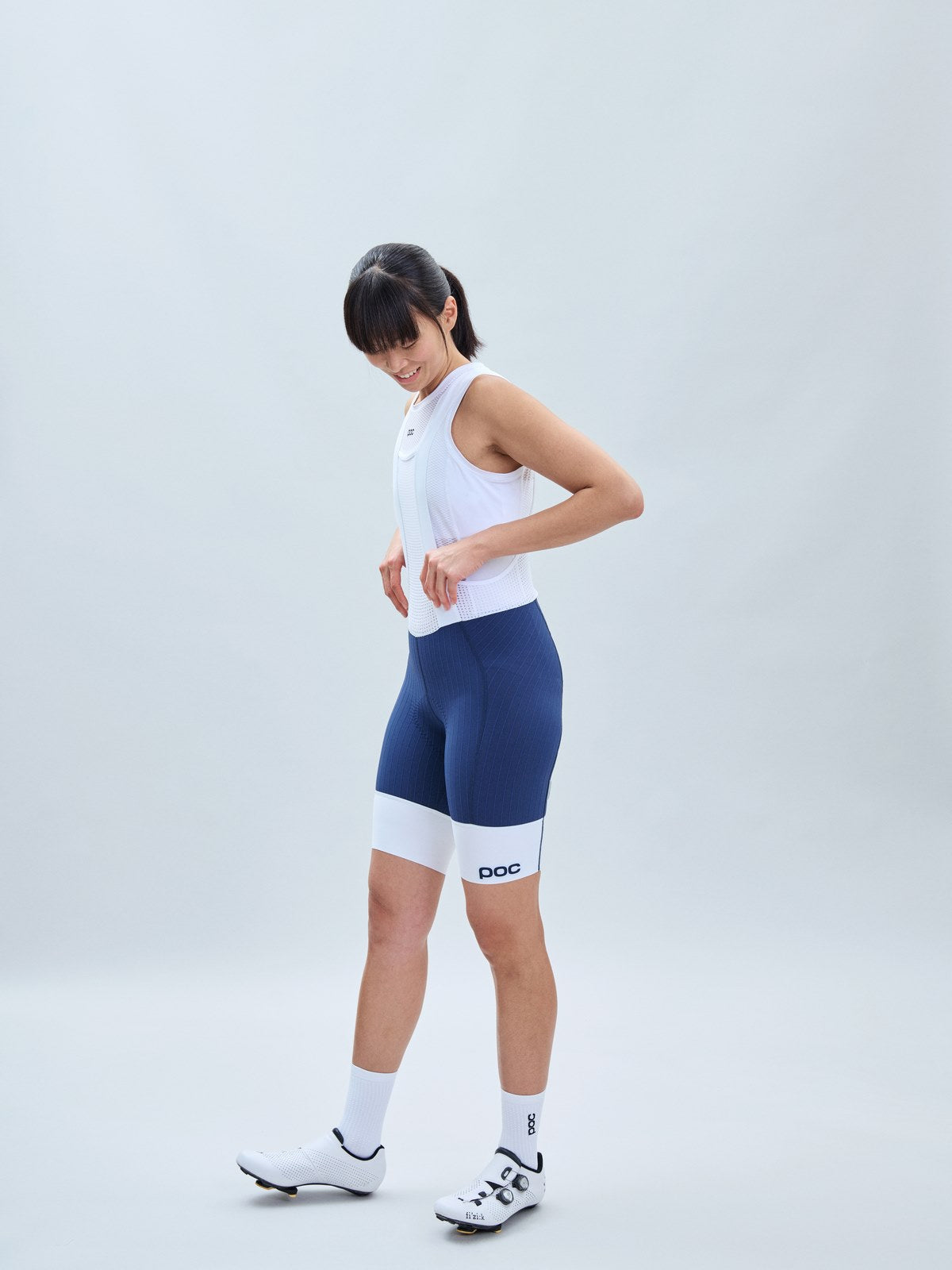 Spodenki rowerowe POC W's Raceday Bibshorts - Turmaline Navy/Hydr. White