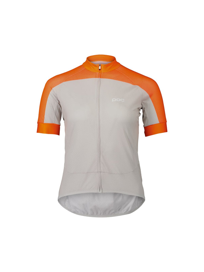 Koszulka rowerowa POC W's Essential Road Logo Jersey - Zink Orange/Gra. Grey