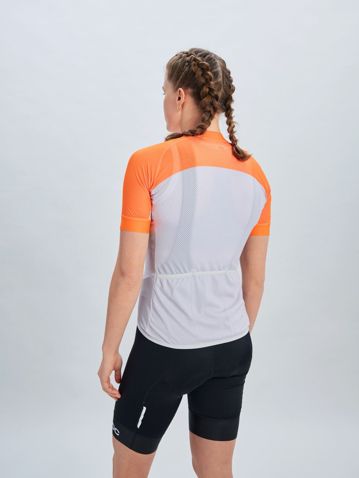 Koszulka rowerowa POC W's Essential Road Logo Jersey - Zink Orange/Gra. Grey